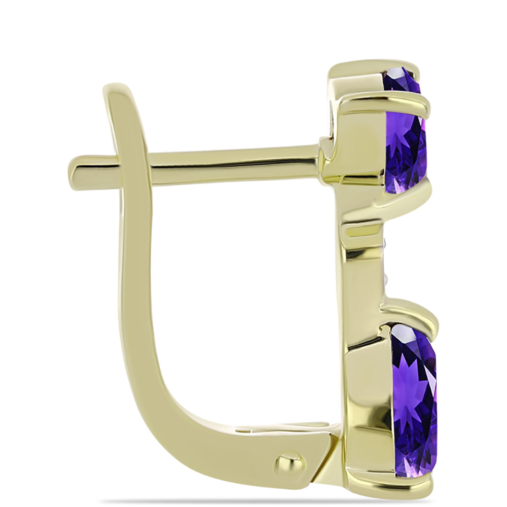 Pozlátené Strieborné Náušnice s Marockým Ametystom a Bielym Topásom 2 