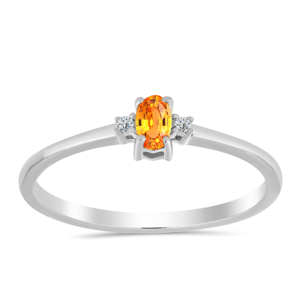 Strieborný Prsteň s Padparadscha Zafírom a Bielym Topásom 3 