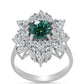 Strieborný Prsteň s Zelenkavý morsky modrý Moissanitom a Bielym Topásom