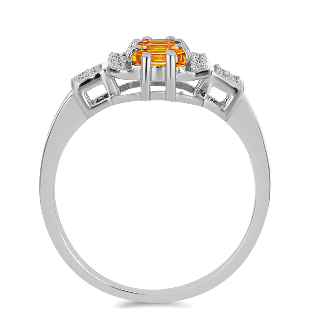 Strieborný Prsteň s Padparadscha Zafírom a Bielym Topásom 2 