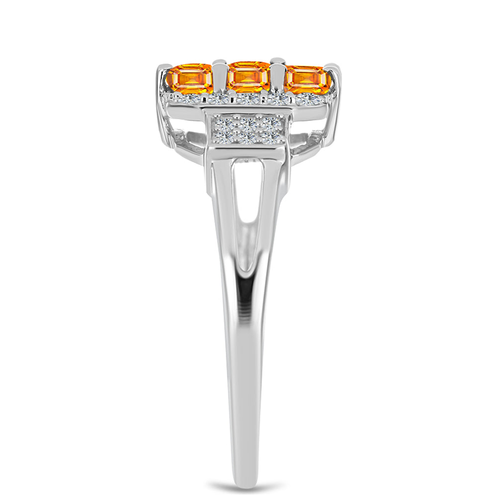 Strieborný Prsteň s Padparadscha Zafírom a Bielym Topásom 4 