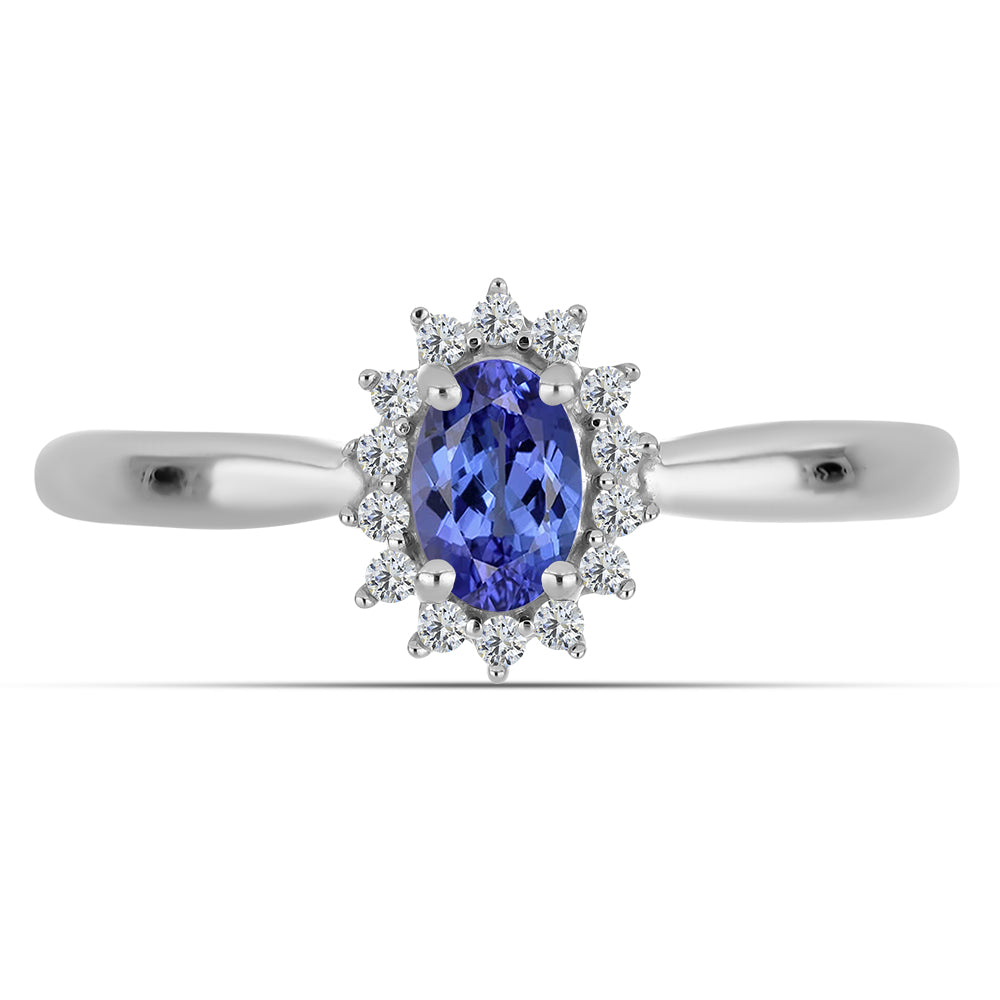Strieborný Prsteň s AA Tanzanitom a Bielym Topásom 1 