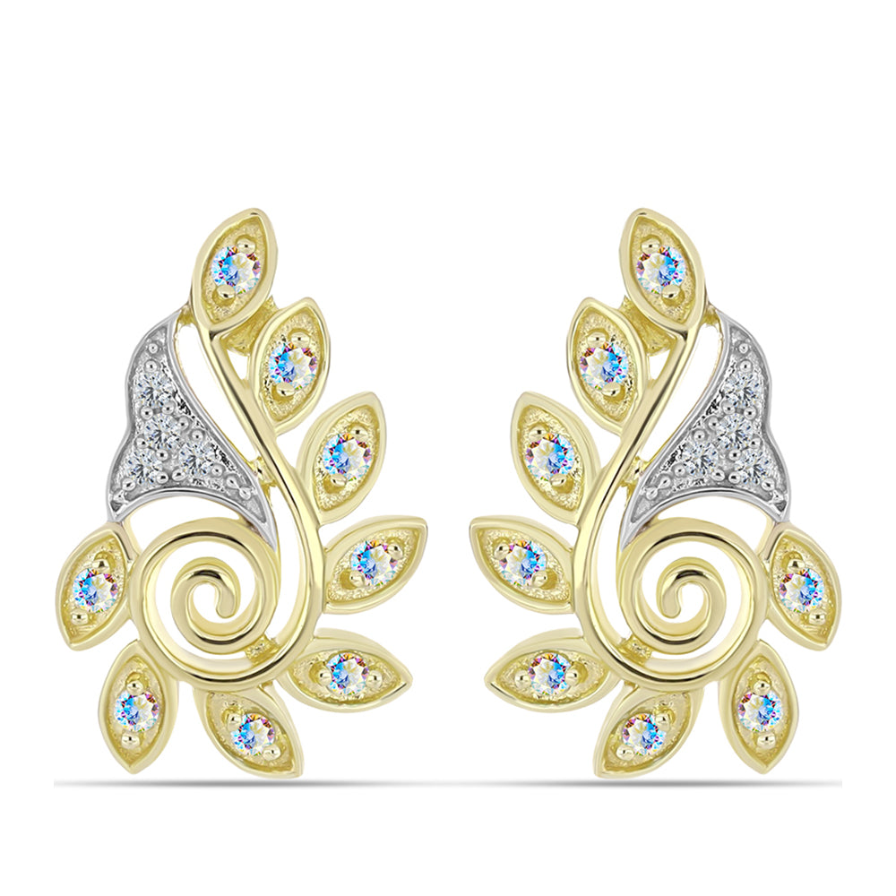 Pozlátené Strieborné Náušnice s Ľadovým Moissanitom a Bielym Topásom