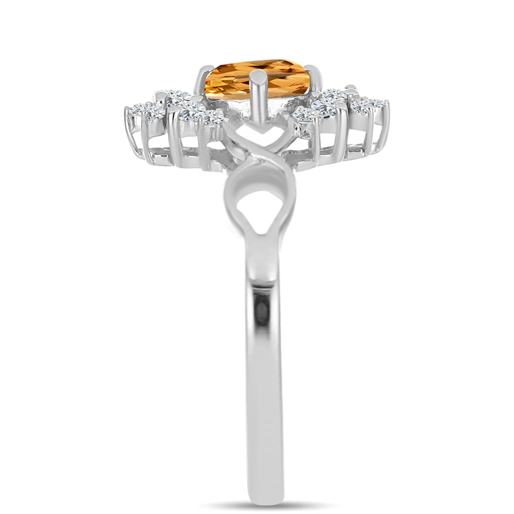 Strieborný Prsteň s "Cisárskym žltým" topazom a Bielym Topásom 4 