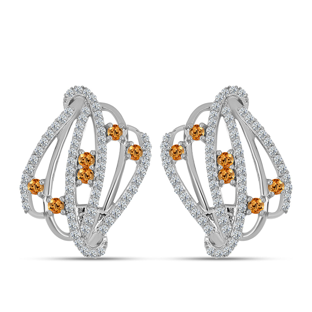 Strieborné Náušnice s "Cisárskym žltým" topazom a Bielym Topásom 1 