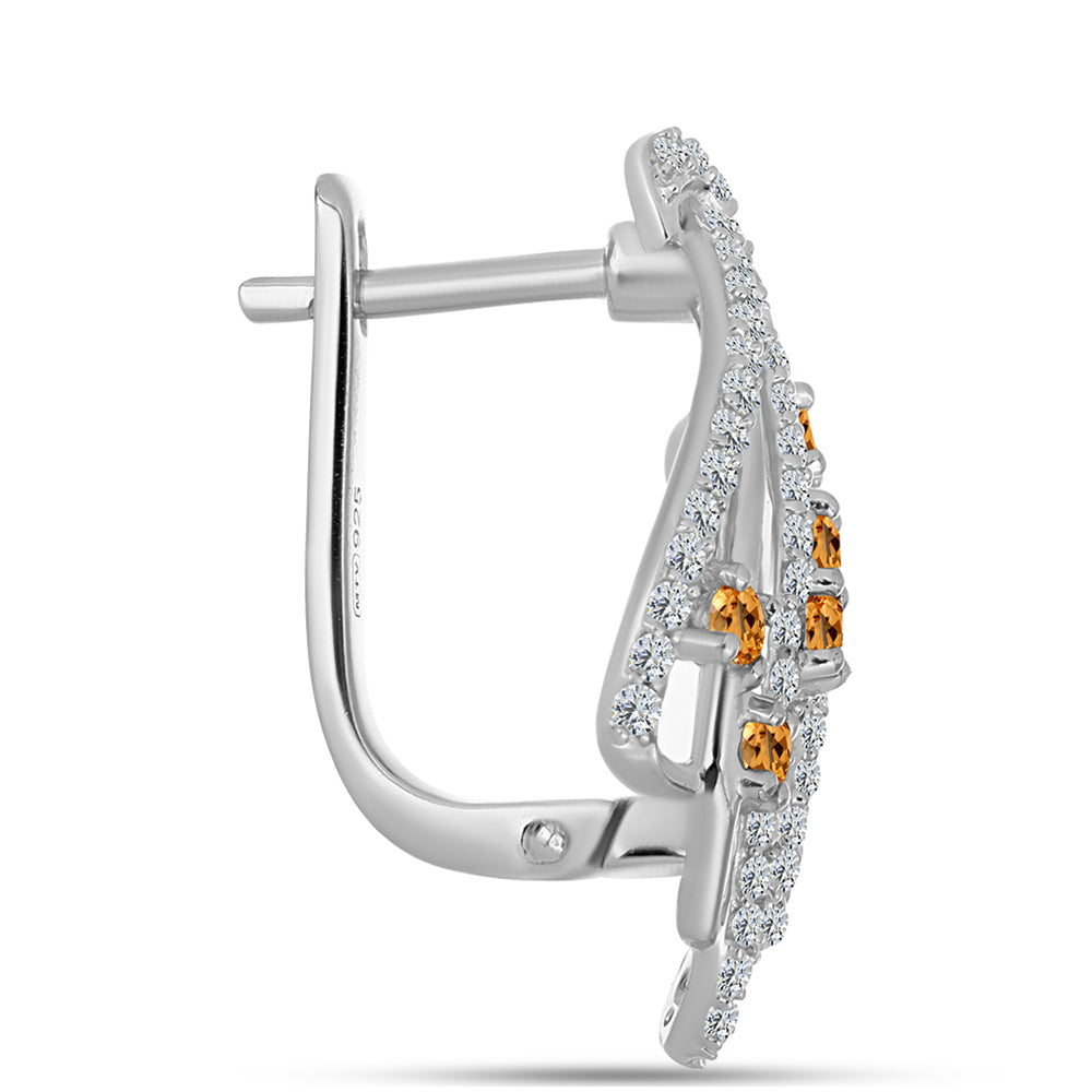 Strieborné Náušnice s "Cisárskym žltým" topazom a Bielym Topásom 2 