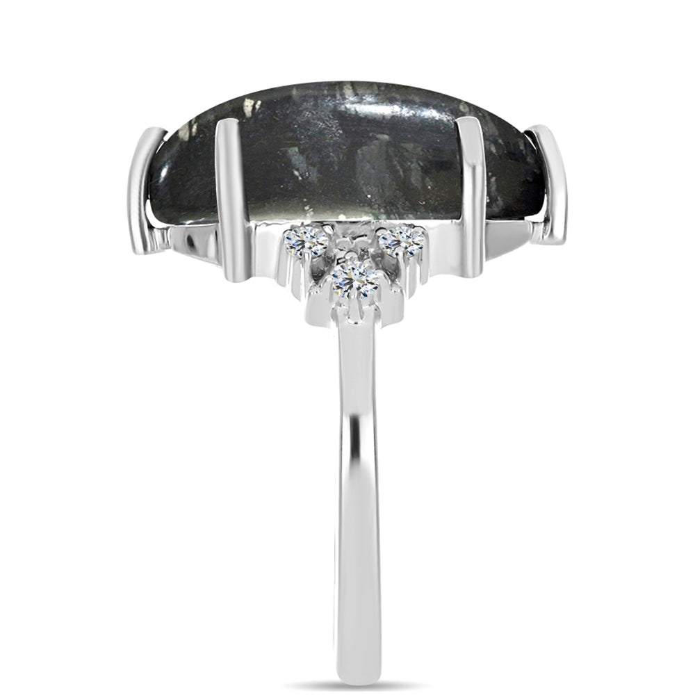 Strieborný Prsteň s Picasso Jaspisom a Bielym Topásom