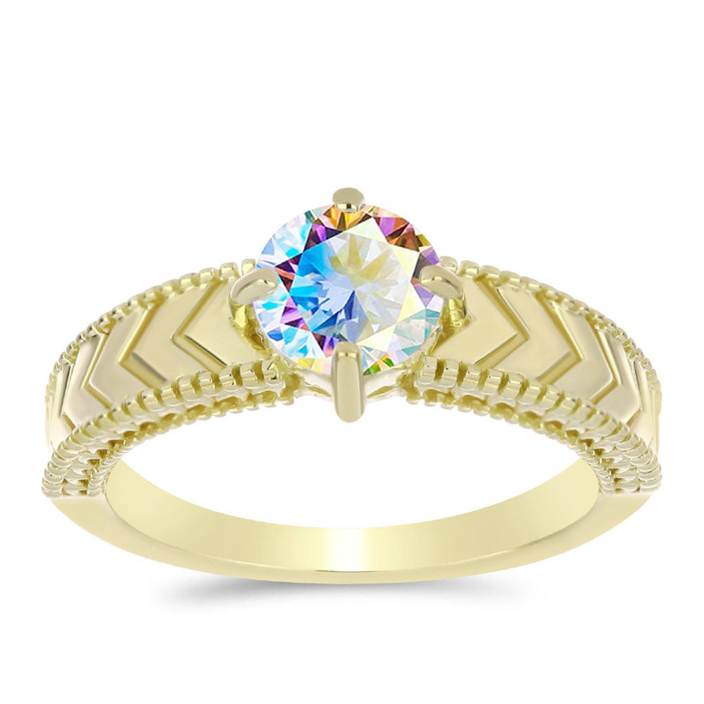 Pozlátený Strieborný Prsteň s Ľadovým Moissanitom 3 