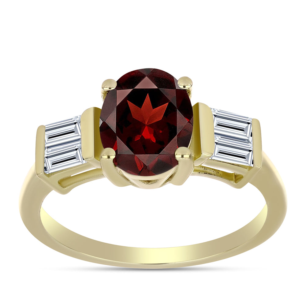Pozlátený Strieborný Prsteň s Bartonským Granátom a Bielym Topásom