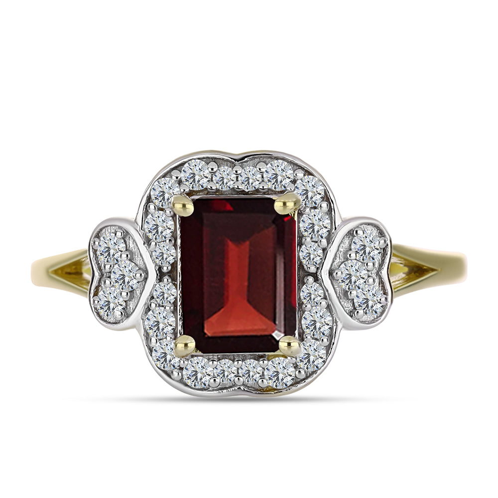 Pozlátený Strieborný Prsteň s Bartonským Granátom a Bielym Topásom