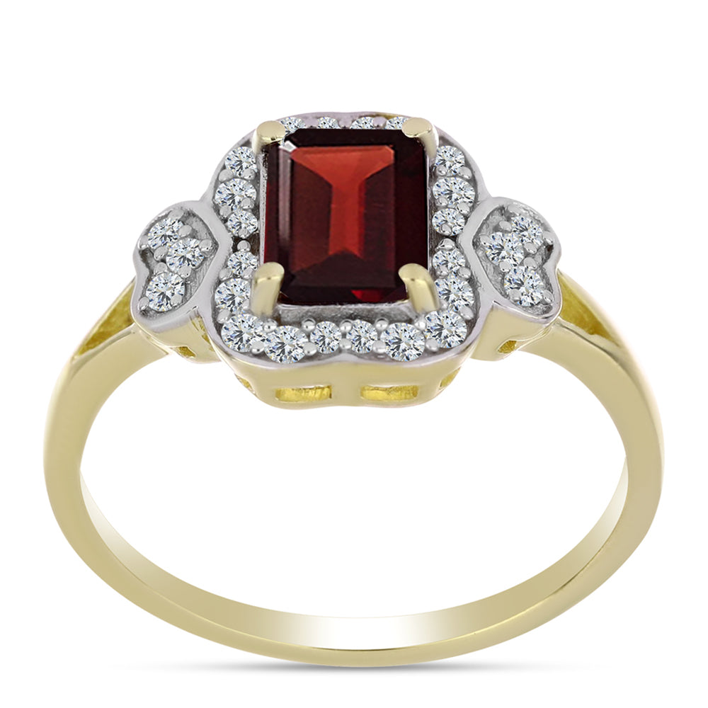 Pozlátený Strieborný Prsteň s Bartonským Granátom a Bielym Topásom