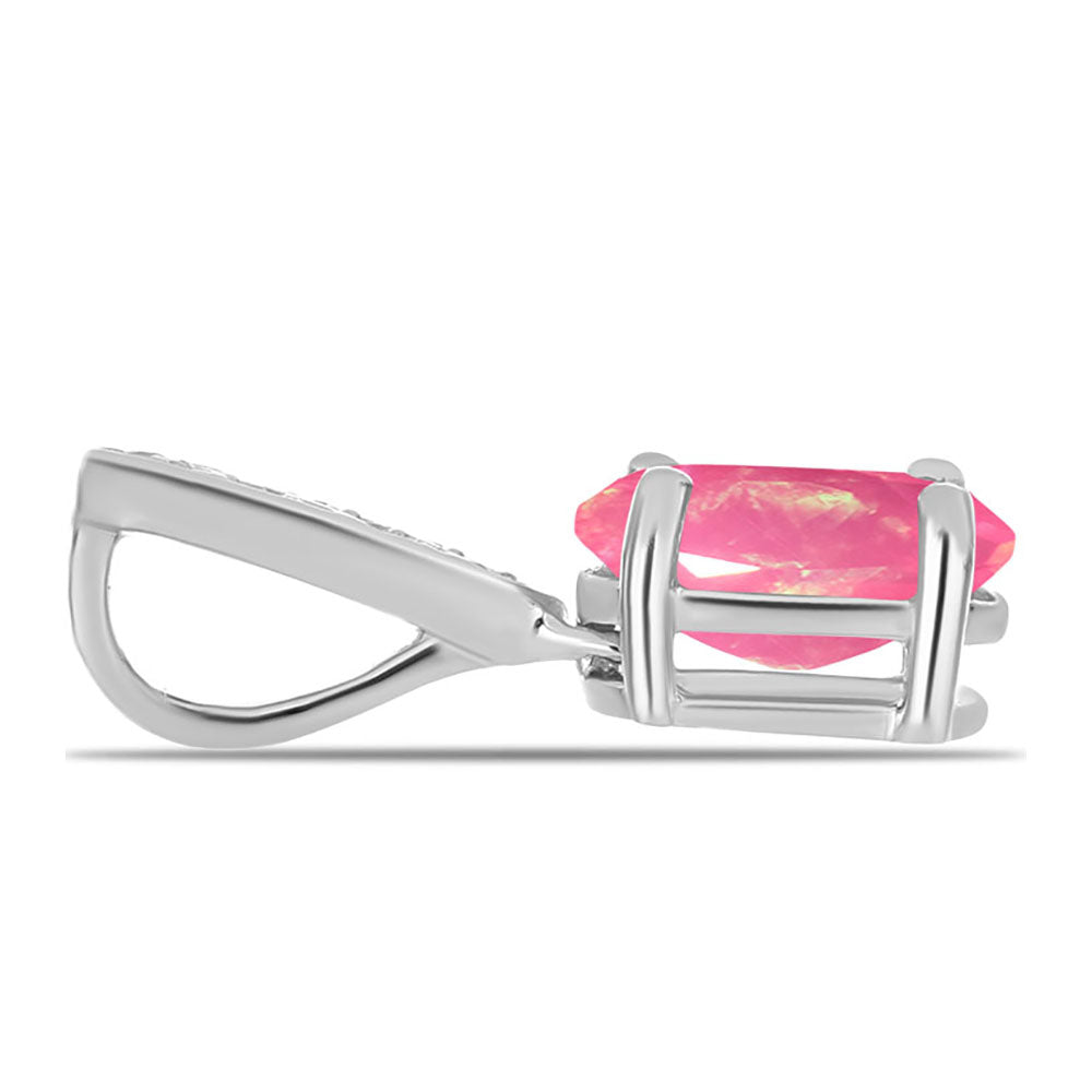 Strieborný Prívesok s so Sýto Ružovým Opálom z Lega Dembi a Bielym Topásom