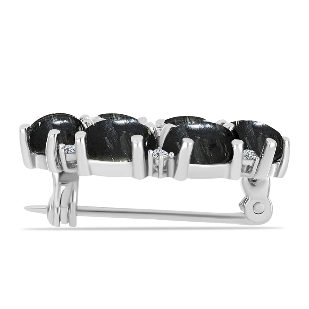 Strieborný Brošňa s Picasso Jaspisom a Bielym Topásom 2 