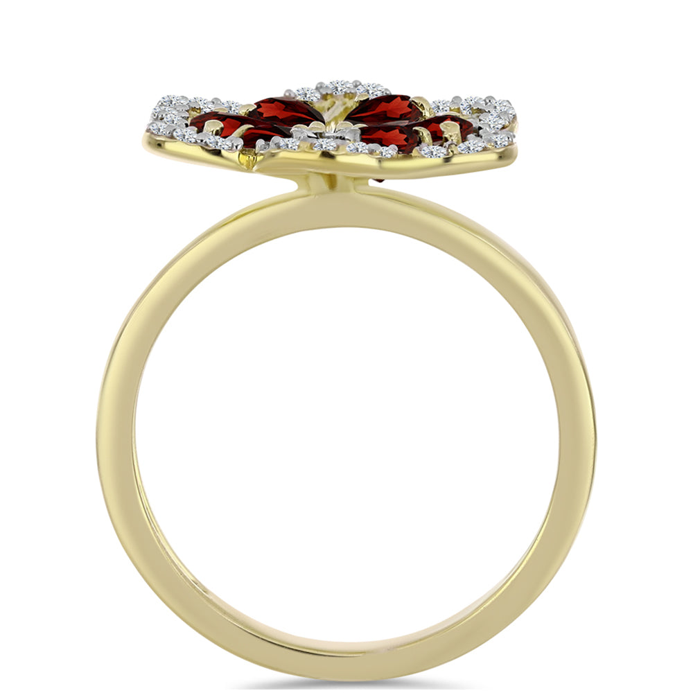 Pozlátený Strieborný Prsteň s Bartonským Granátom a Bielym Topásom 2 