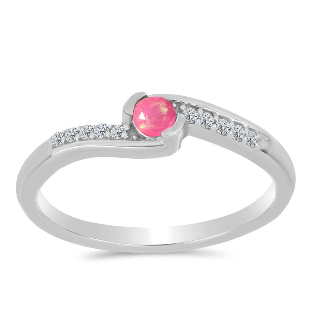 Strieborný Prsteň s so Sýto Ružovým Opálom z Lega Dembi a Bielym Topásom 3 