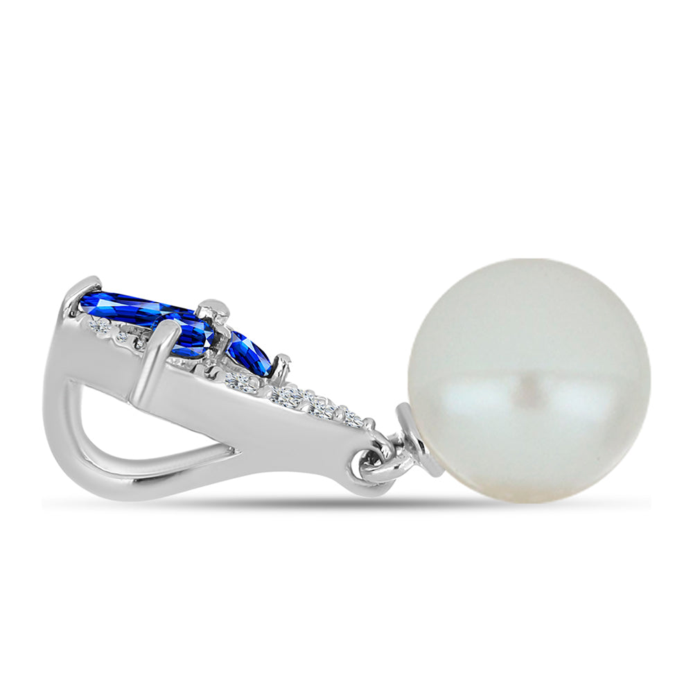 Strieborný Prívesok s Austrálskym Modrým Zafírom a Bielou Sladkovodnou Perlou 2 