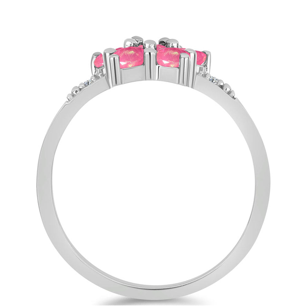 Strieborný Prsteň s so Sýto Ružovým Opálom z Lega Dembi a Bielym Topásom 2 