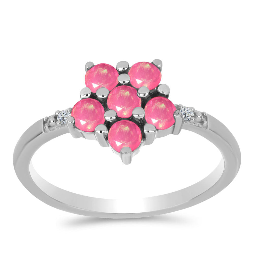 Strieborný Prsteň s so Sýto Ružovým Opálom z Lega Dembi a Bielym Topásom 3 