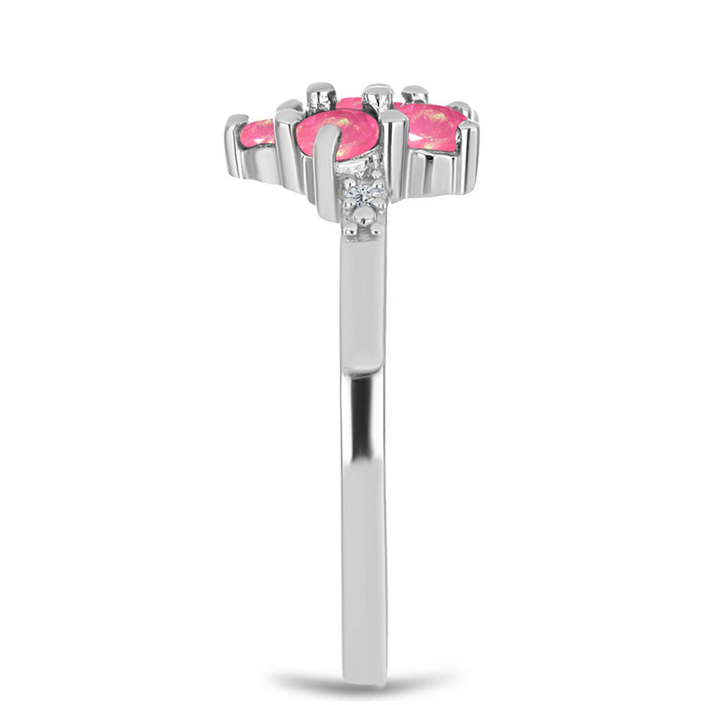 Strieborný Prsteň s so Sýto Ružovým Opálom z Lega Dembi a Bielym Topásom