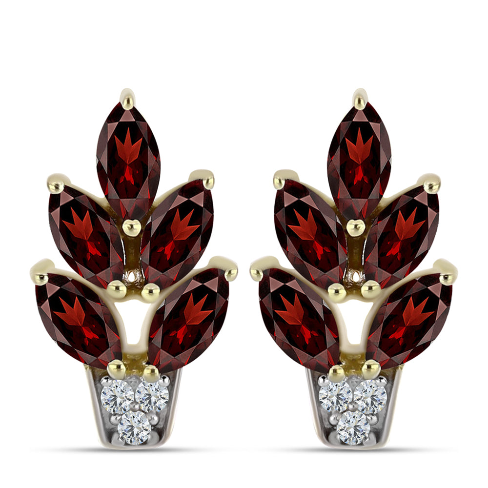 Pozlátené Strieborné Náušnice s Bartonským Granátom a Bielym Topásom 1 