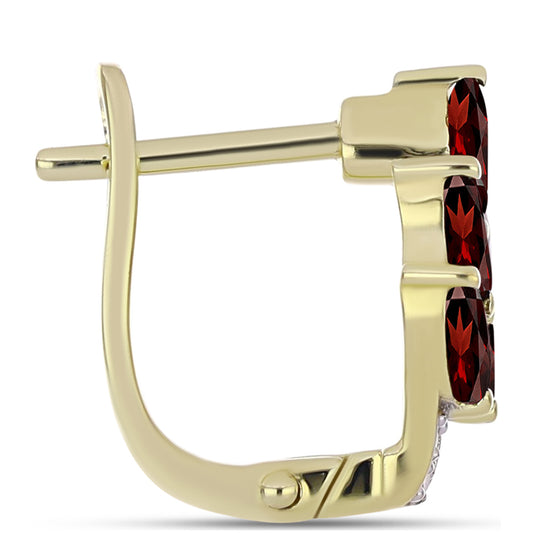 Pozlátené Strieborné Náušnice s Bartonským Granátom a Bielym Topásom