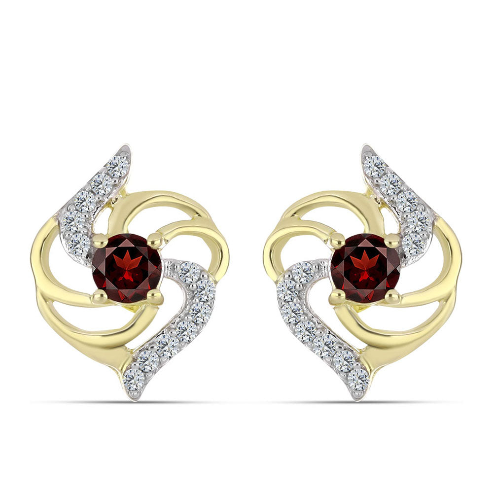Pozlátené Strieborné Náušnice s Bartonským Granátom a Bielym Topásom 1 