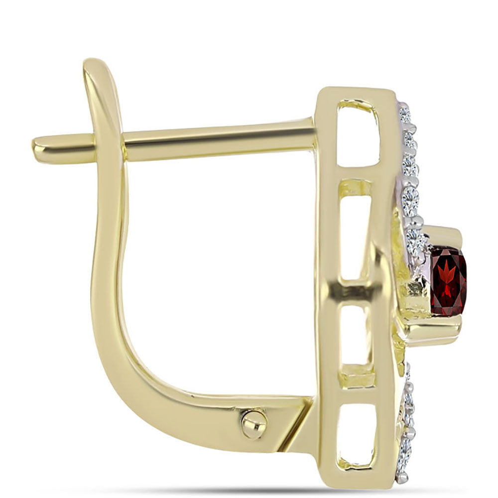 Pozlátené Strieborné Náušnice s Bartonským Granátom a Bielym Topásom