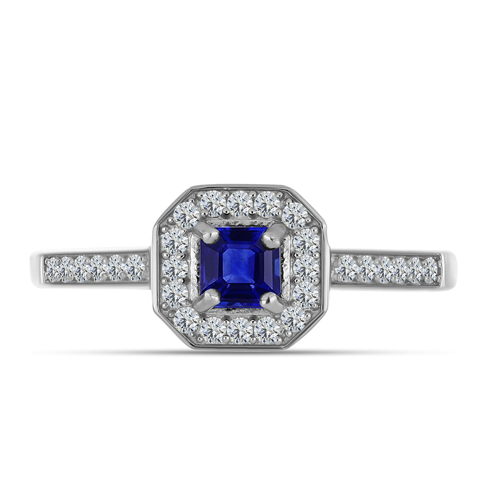 Strieborný Prsteň s Austrálskym Modrým Zafírom a Bielym Topásom