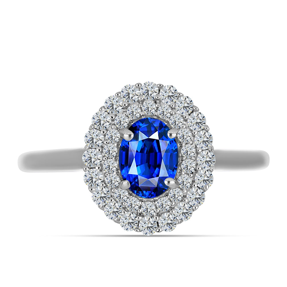 Strieborný Prsteň s Austrálskym Modrým Zafírom a Bielym Topásom 1 