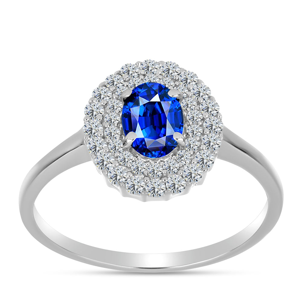 Strieborný Prsteň s Austrálskym Modrým Zafírom a Bielym Topásom 3 