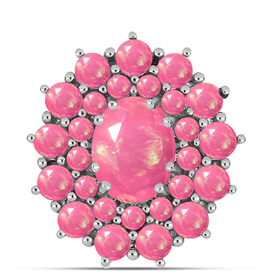 Strieborný Brošňa s so Sýto Ružovým Opálom z Lega Dembi