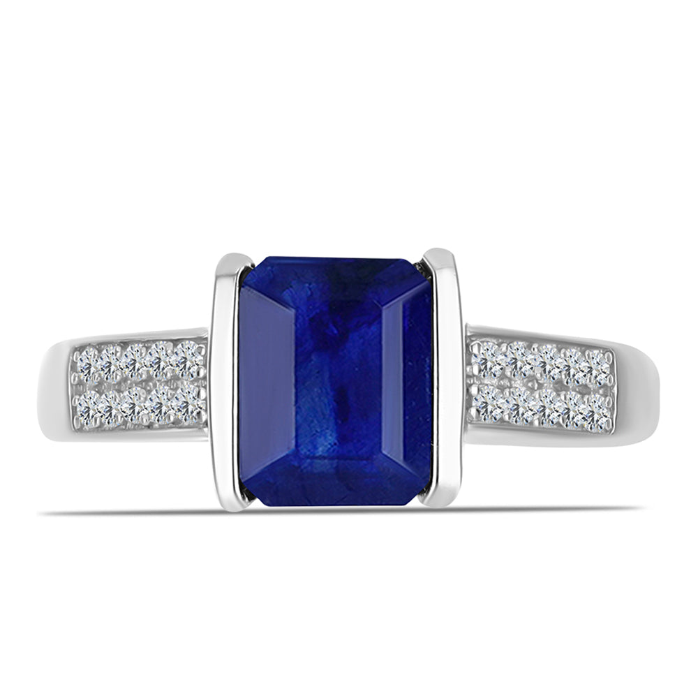 Strieborný Prsteň s Austrálskym Modrým Zafírom a Bielym Topásom 1 
