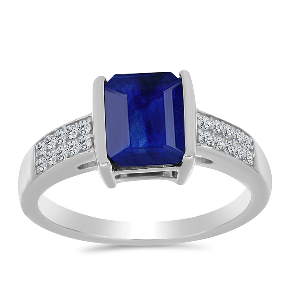 Strieborný Prsteň s Austrálskym Modrým Zafírom a Bielym Topásom