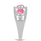 Strieborný Prsteň s so Sýto Ružovým Opálom z Lega Dembi a Bielym Topásom