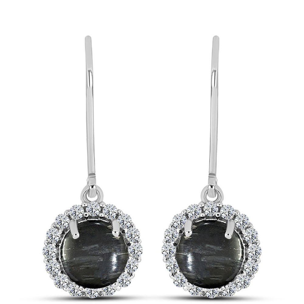 Strieborné Náušnice s Picasso Jaspisom a Bielym Topásom