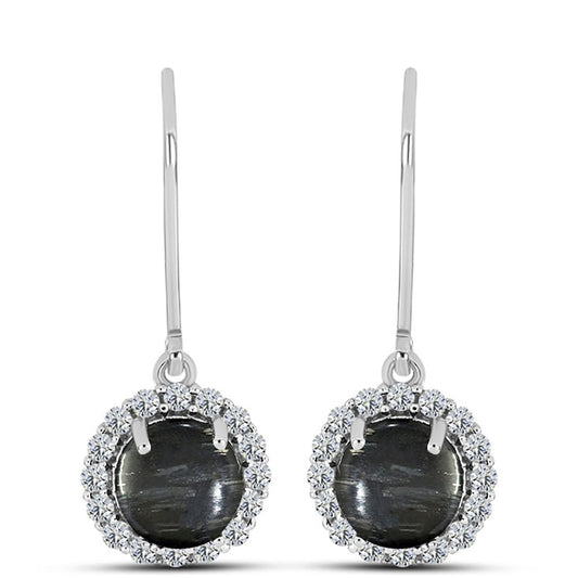 Strieborné Náušnice s Picasso Jaspisom a Bielym Topásom