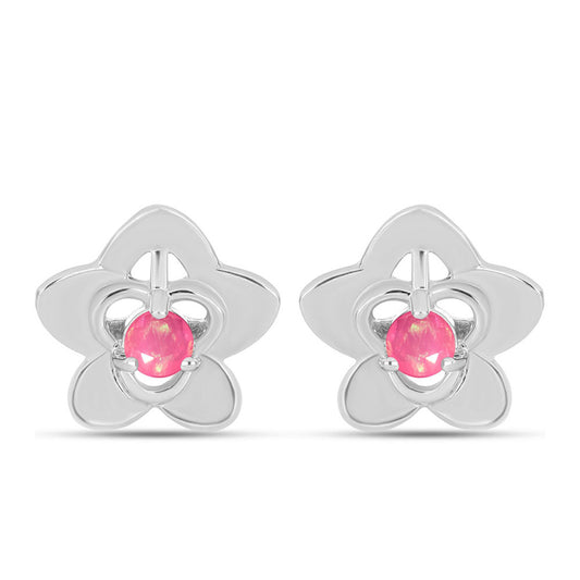 Strieborné Náušnice s so Sýto Ružovým Opálom z Lega Dembi