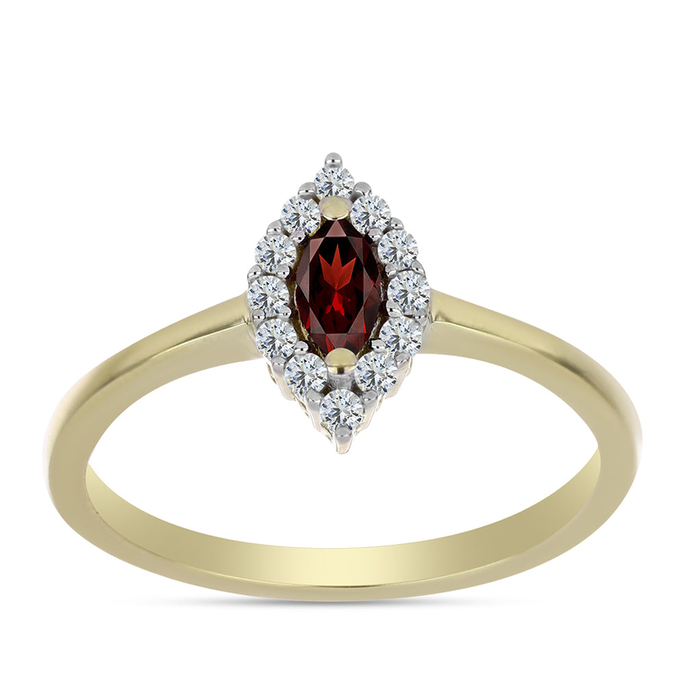 Pozlátený Strieborný Prsteň s Bartonským Granátom a Bielym Topásom