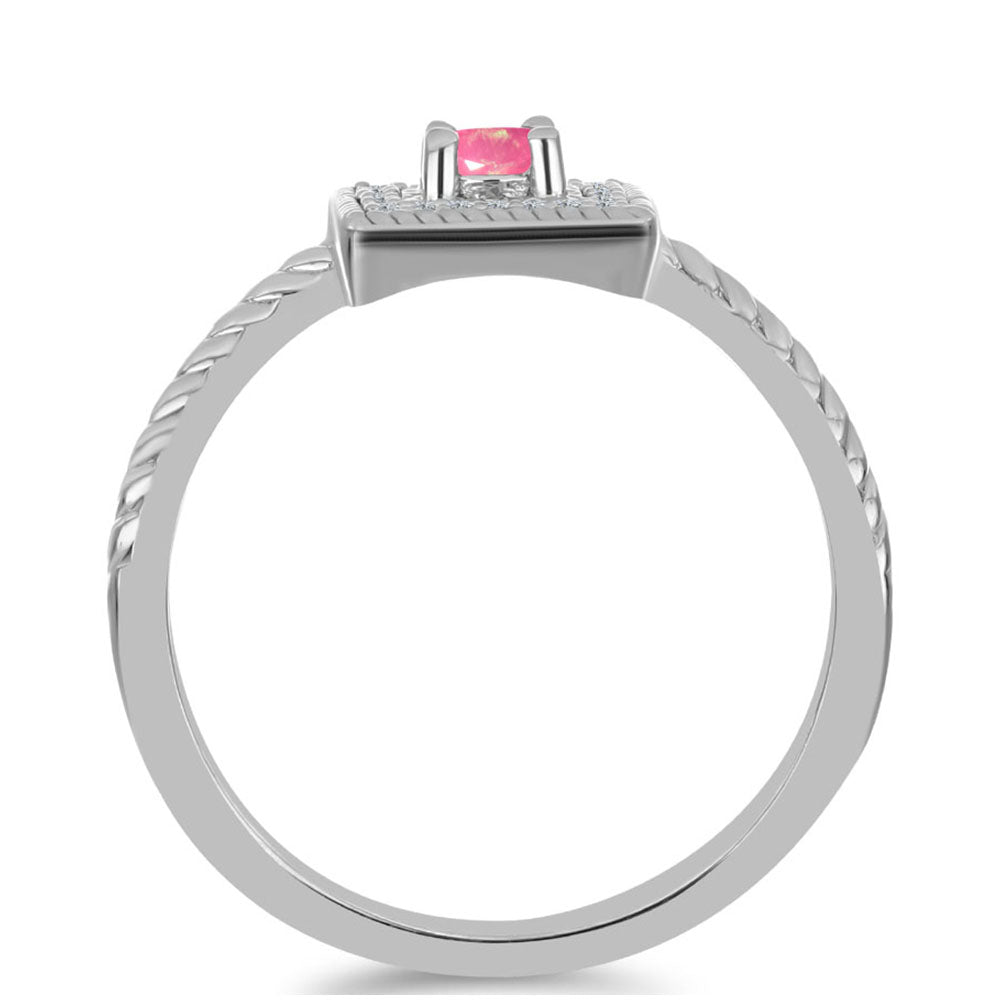 Strieborný Prsteň s so Sýto Ružovým Opálom z Lega Dembi a Bielym Topásom 2 