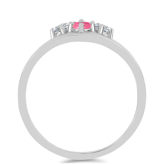 Strieborný Prsteň s so Sýto Ružovým Opálom z Lega Dembi a Bielym Topásom