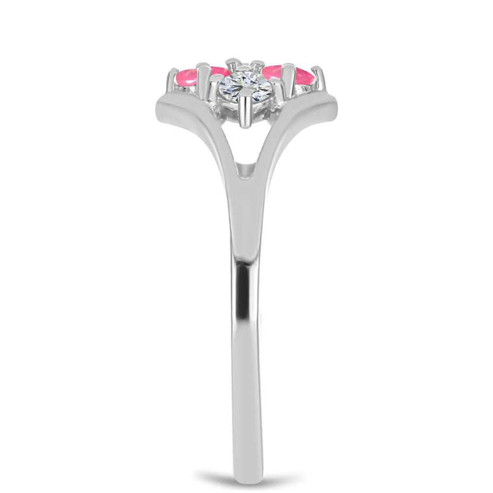 Strieborný Prsteň s so Sýto Ružovým Opálom z Lega Dembi a Bielym Topásom 4 