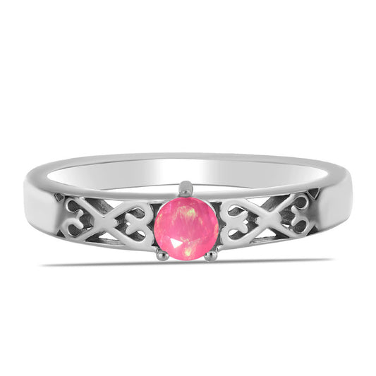 Strieborný Prsteň s so Sýto Ružovým Opálom z Lega Dembi