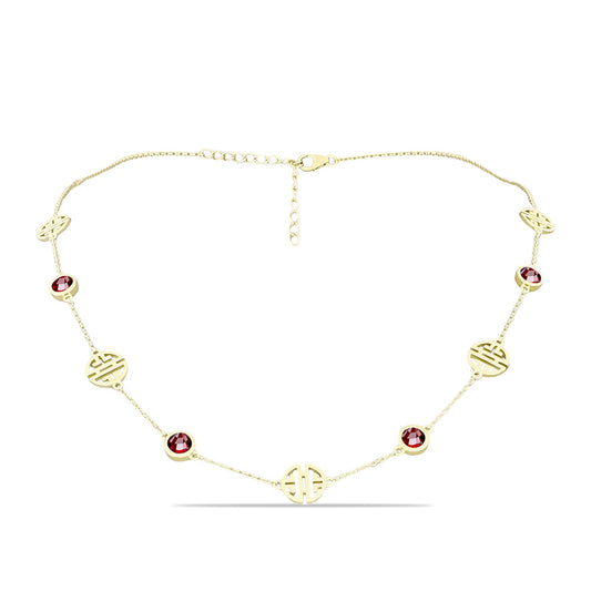 Pozlátený Strieborný Náhrdelník s Bartonským Granátom