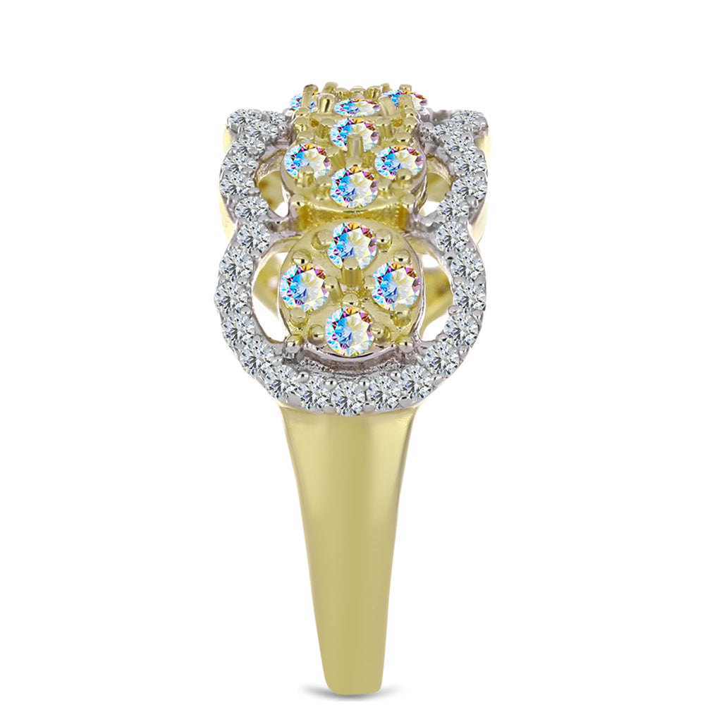 Pozlátený Strieborný Prsteň s Ľadovým Moissanitom a Bielym Topásom 4 