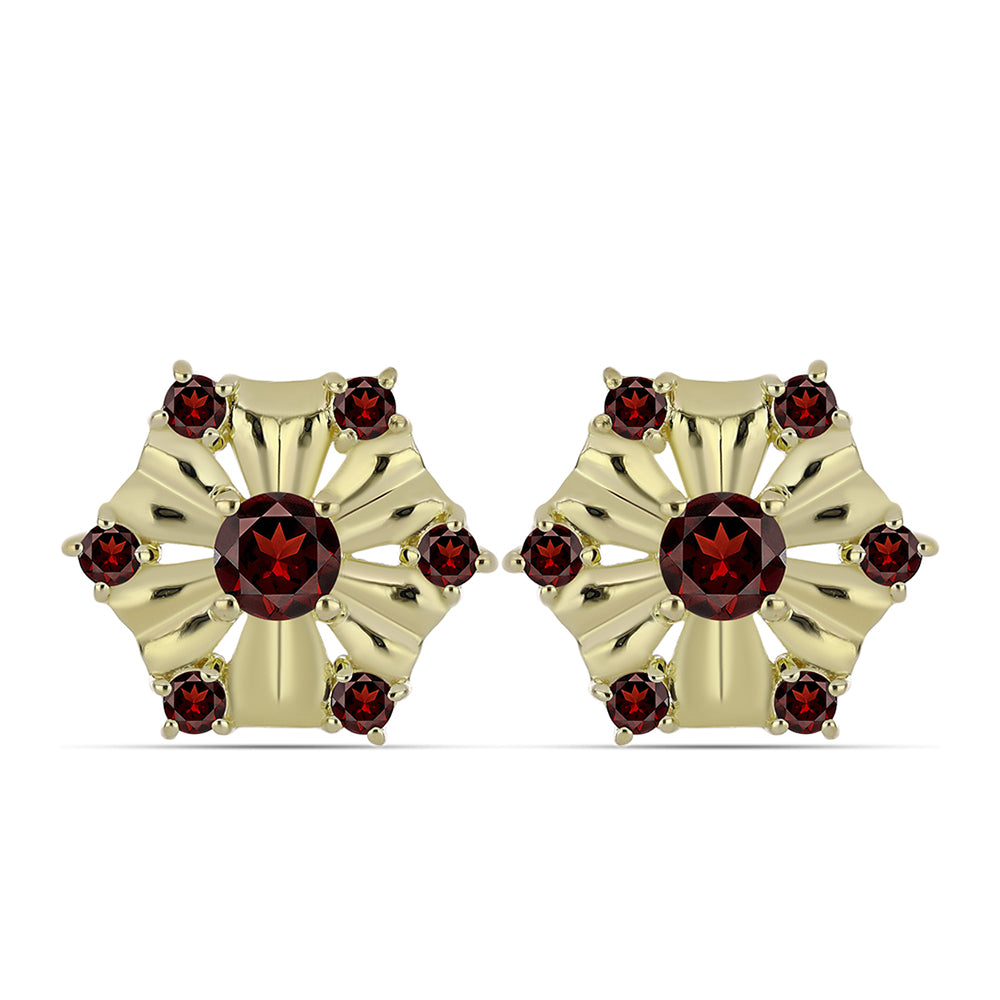 Pozlátené Strieborné Náušnice s Bartonským Granátom 1 