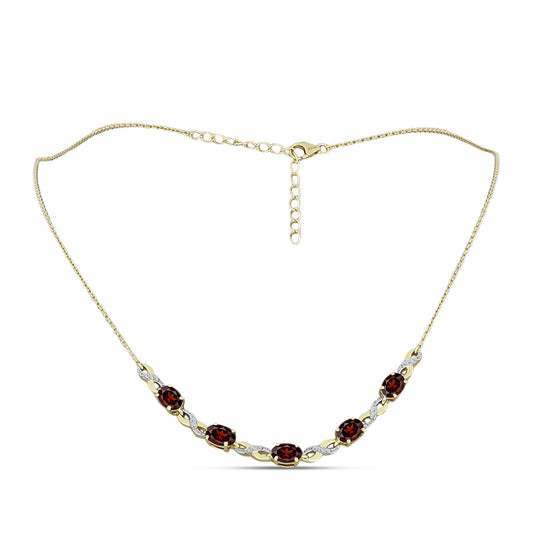 Pozlátený Strieborný Náhrdelník s Bartonským Granátom a Bielym Topásom