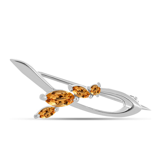 Strieborný Brošňa s "Cisárskym žltým" topazom