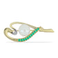 Pozlátený Strieborný Brošňa s Kolumbijským Smaragdom a Bielym Diamantom
