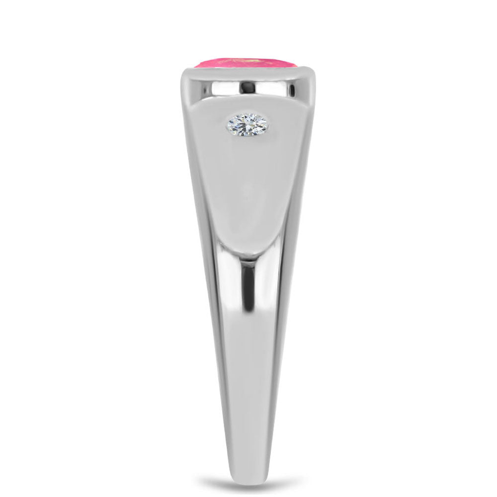 Strieborný Prsteň s so Sýto Ružovým Opálom z Lega Dembi a Bielym Topásom 4 