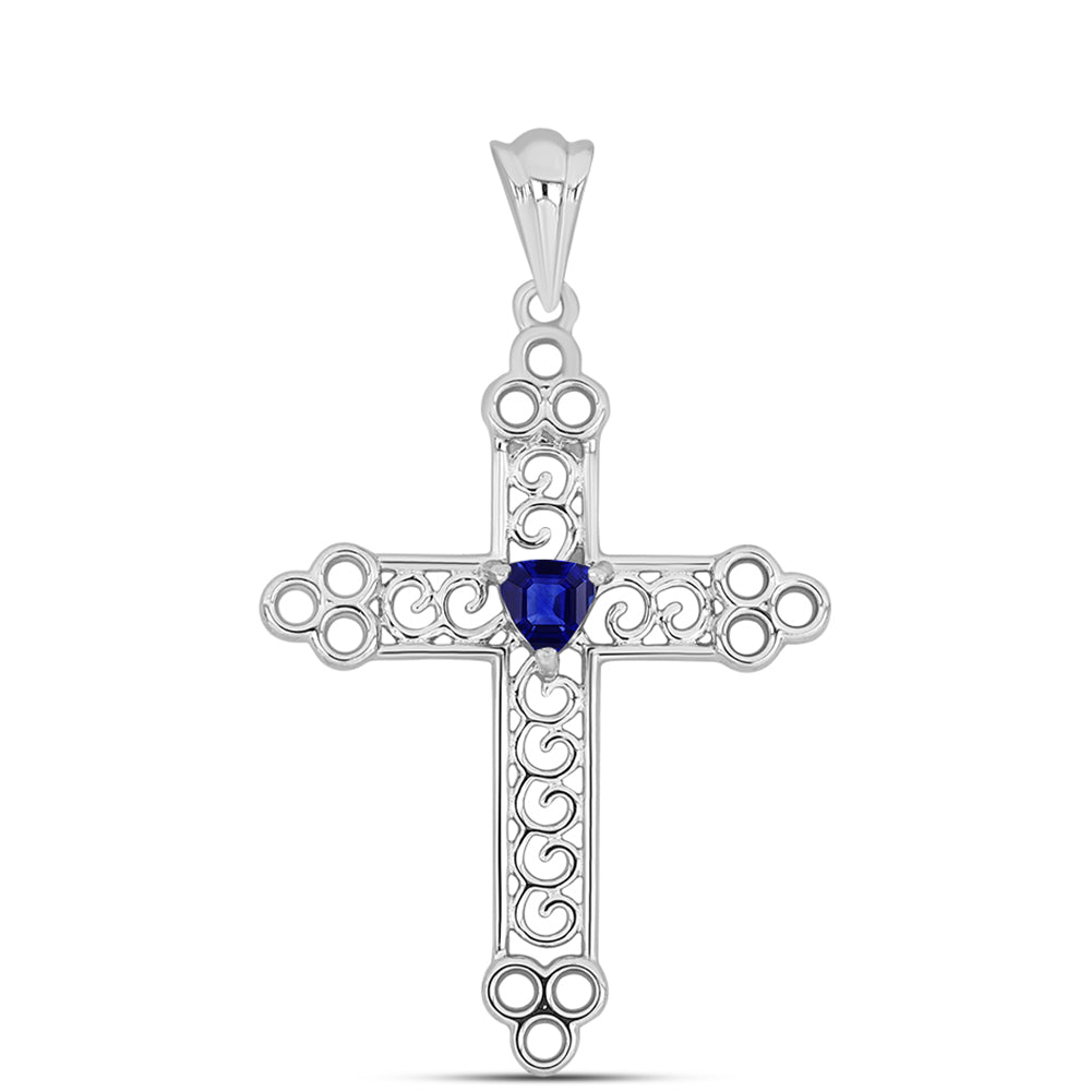 Kríž Strieborný Prívesok s Austrálskym Modrým Zafírom 1 